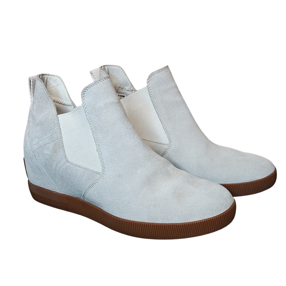 Sorel Out N About III Chelsea Boots Womens 11 Salt Grey Suede Wedge NL4911-191